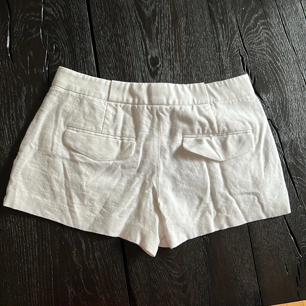 Theory classic linen blend soft white shorts sz 2 - Picture 8 of 12